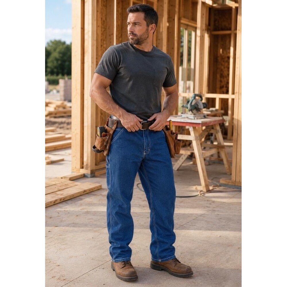 Carhartt Jeans Men 36x30 Blue Denim B13 DST Carpenter Loose Fit Workwear NEW
